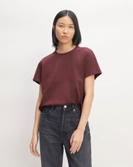 The Box-Cut Tee in Essential Cotton | Burgundy | No Pocket