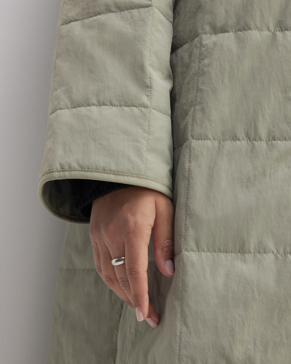 The ReNew Quilted Long Liner | Sage Green