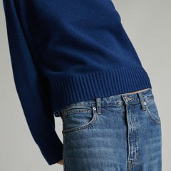 The Cashmere Boxy Crew | Bright Navy