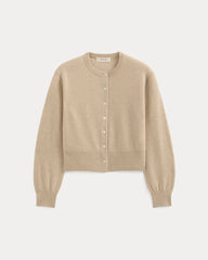 Cashmere Cropped Cardigan | Heather Light Camel