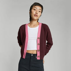 The Cashmere Cardigan | Tawny Port / Bubblegum