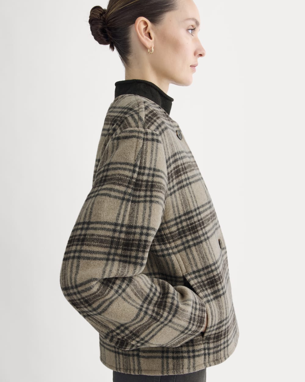 The Cocoon Coat in Wool | Chocolate Plum/Heather Charcoal