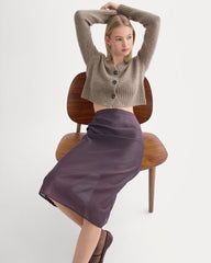 High V Cropped Cardigan in Alpaca | Taupe Melange