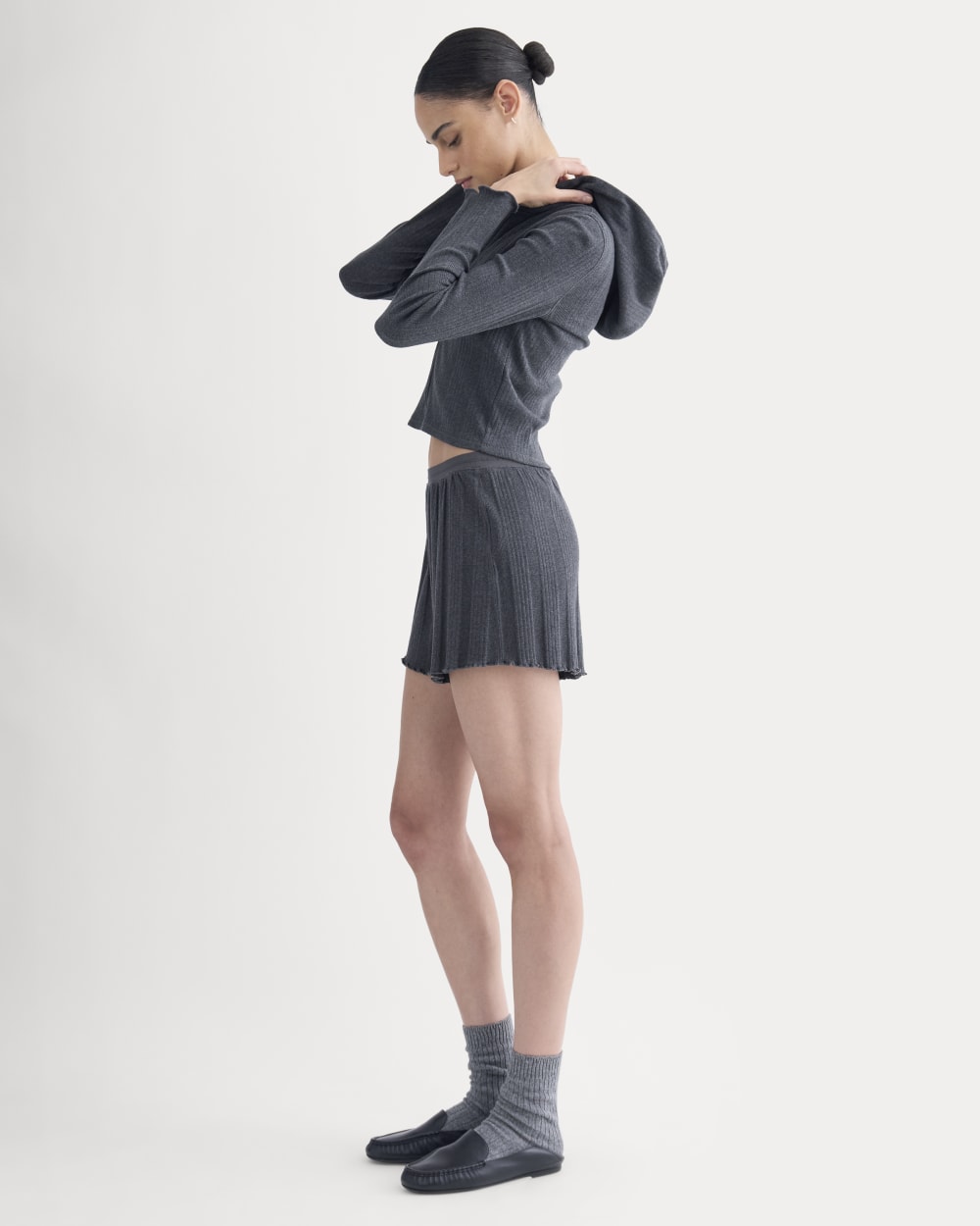 Lounge Rib Hoodie | Heathered Soot