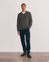 The Cashmere V-Neck Sweater | Grey Donegal