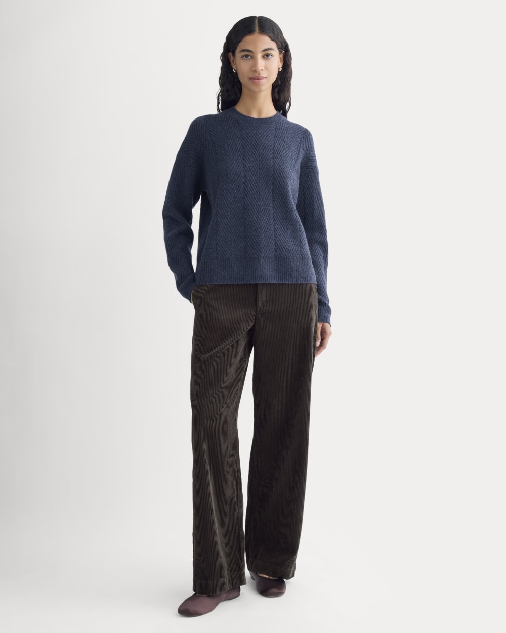 Cashmere Herringbone Sweater | Indigo
