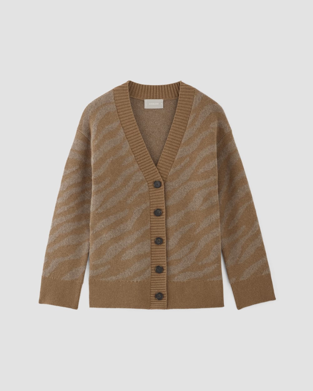 The Alpaca Tiger Jacquard Cardigan | Camel / Medium Brown