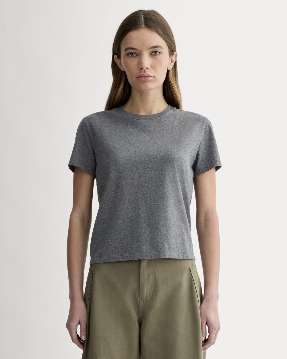 The Box-Cut Tee in Essential Cotton | Heathered Charcoal | No Pocket