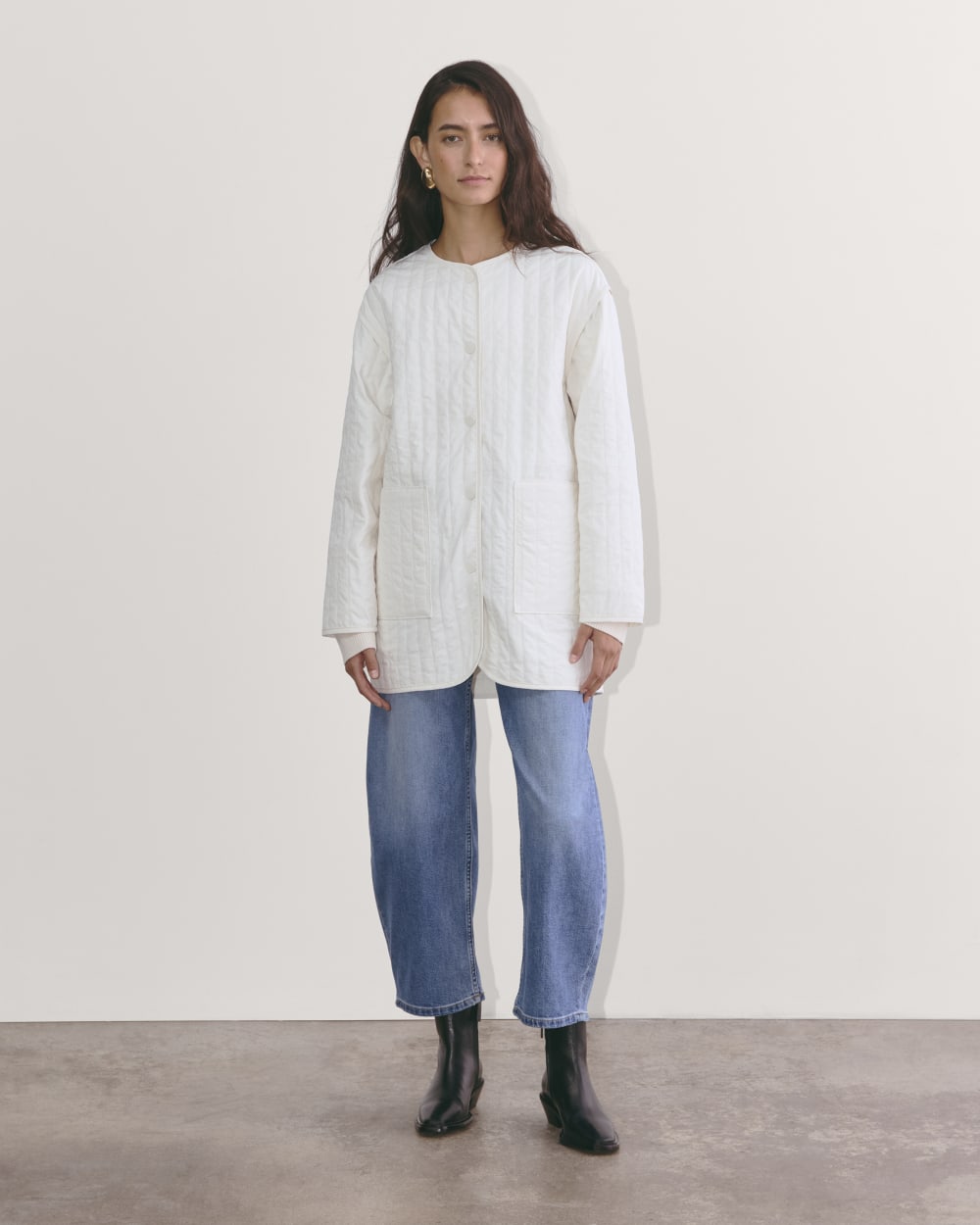 The Midi Quilted Liner | Bone