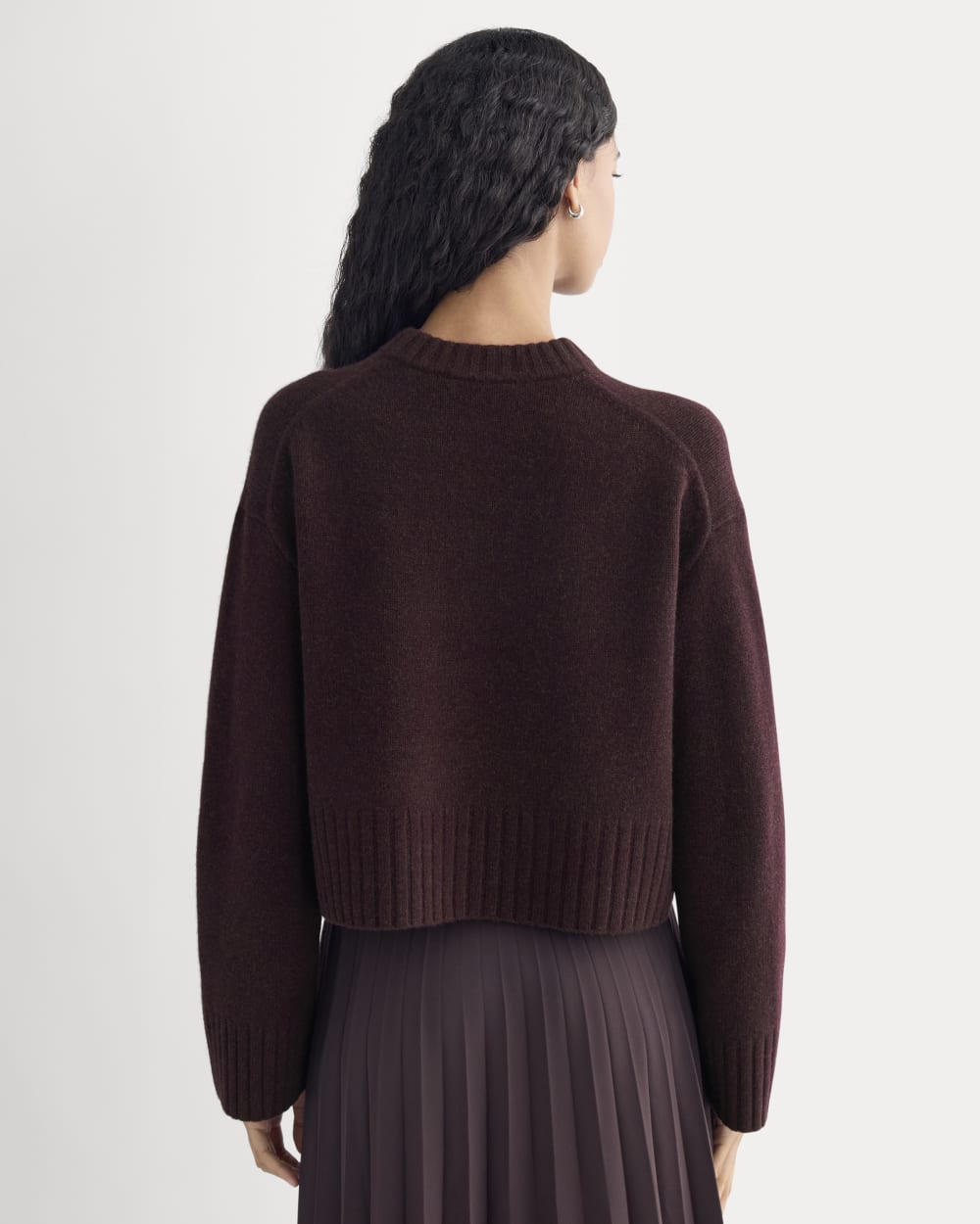 Cropped Boxy Crew in Luxe Merino | Heathered Winetasting