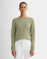 The Classic Crew in Cashmere | Light Heathered Moss