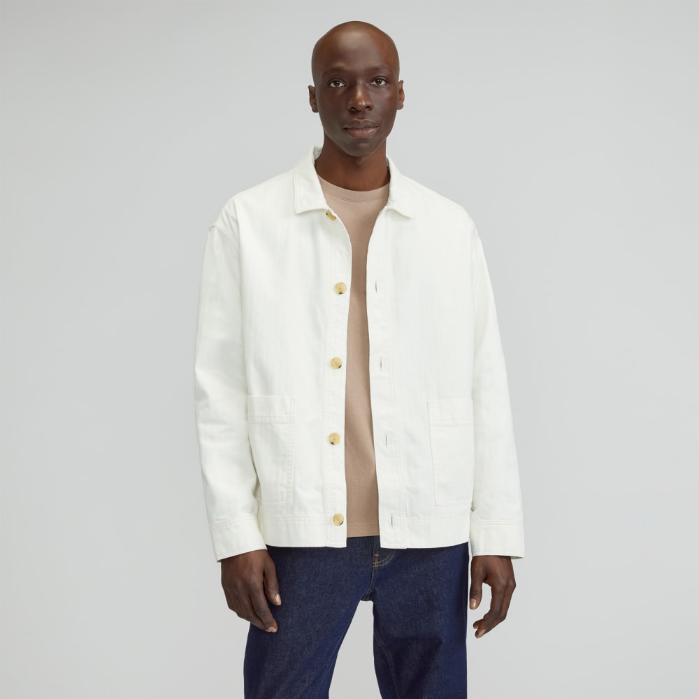 The Organic Cotton Herringbone Utility Jacket | Bone