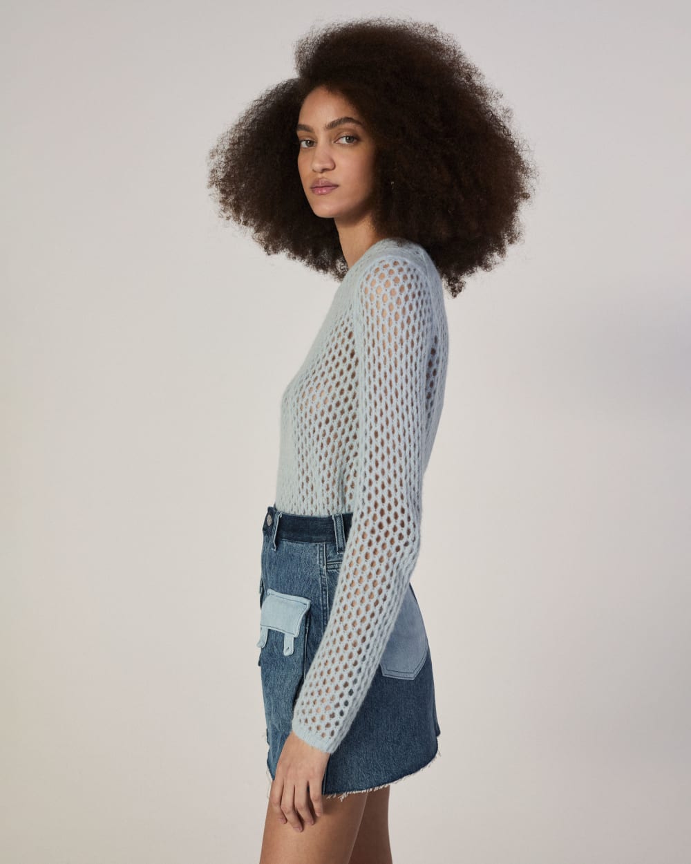 The Everlane x Marques' Almeida Denim Patchwork Mini Skirt | Diamond Blue