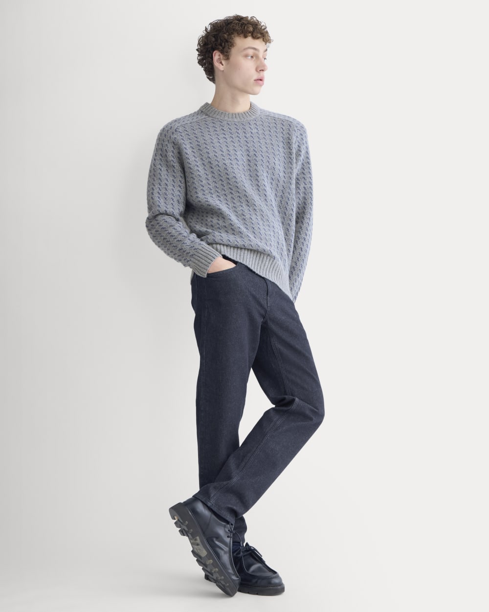 Wool Cashmere Nordic Crew | Vintage Heather Grey
