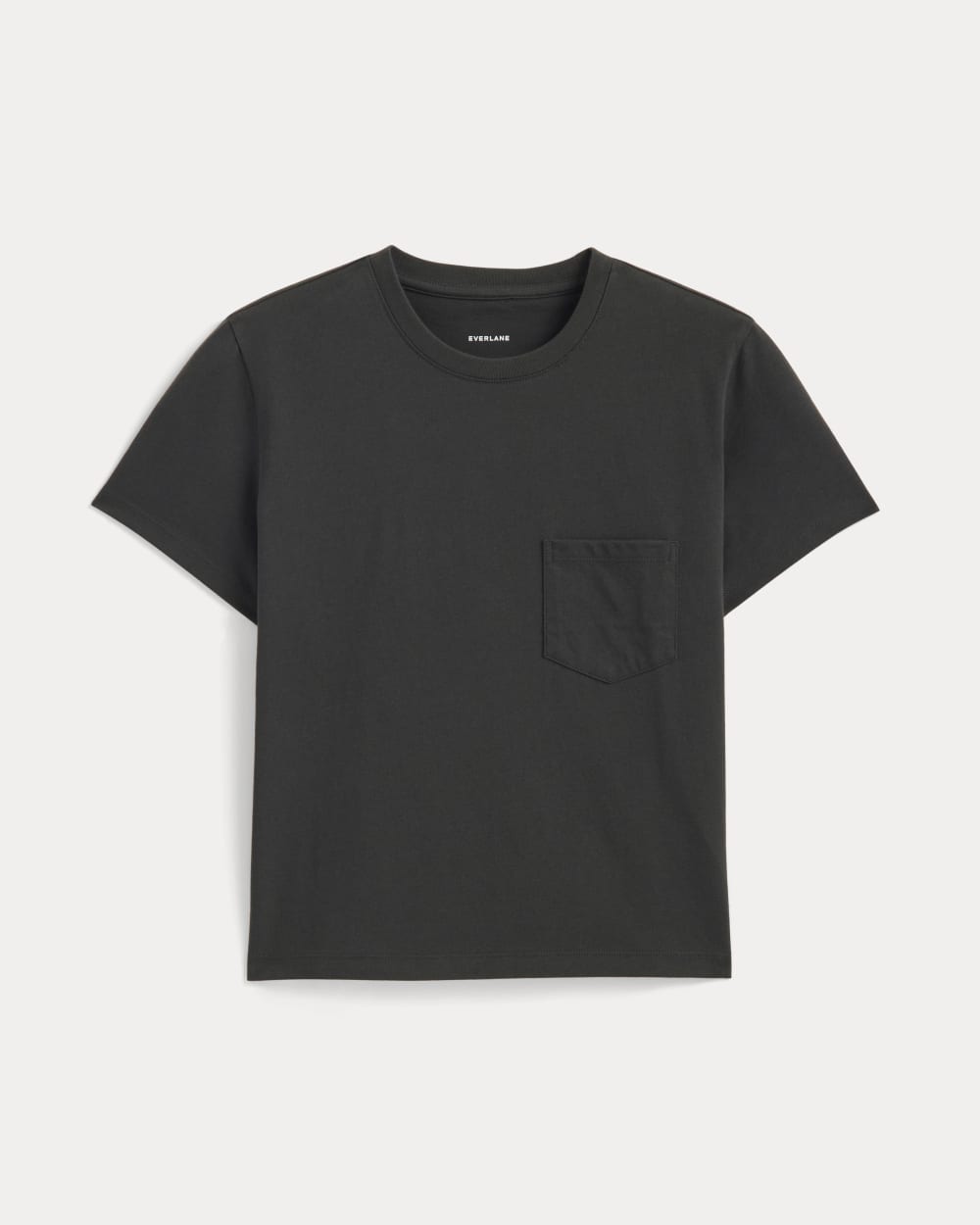 The Box-Cut Tee in Essential Cotton | Washed Black | Pocket