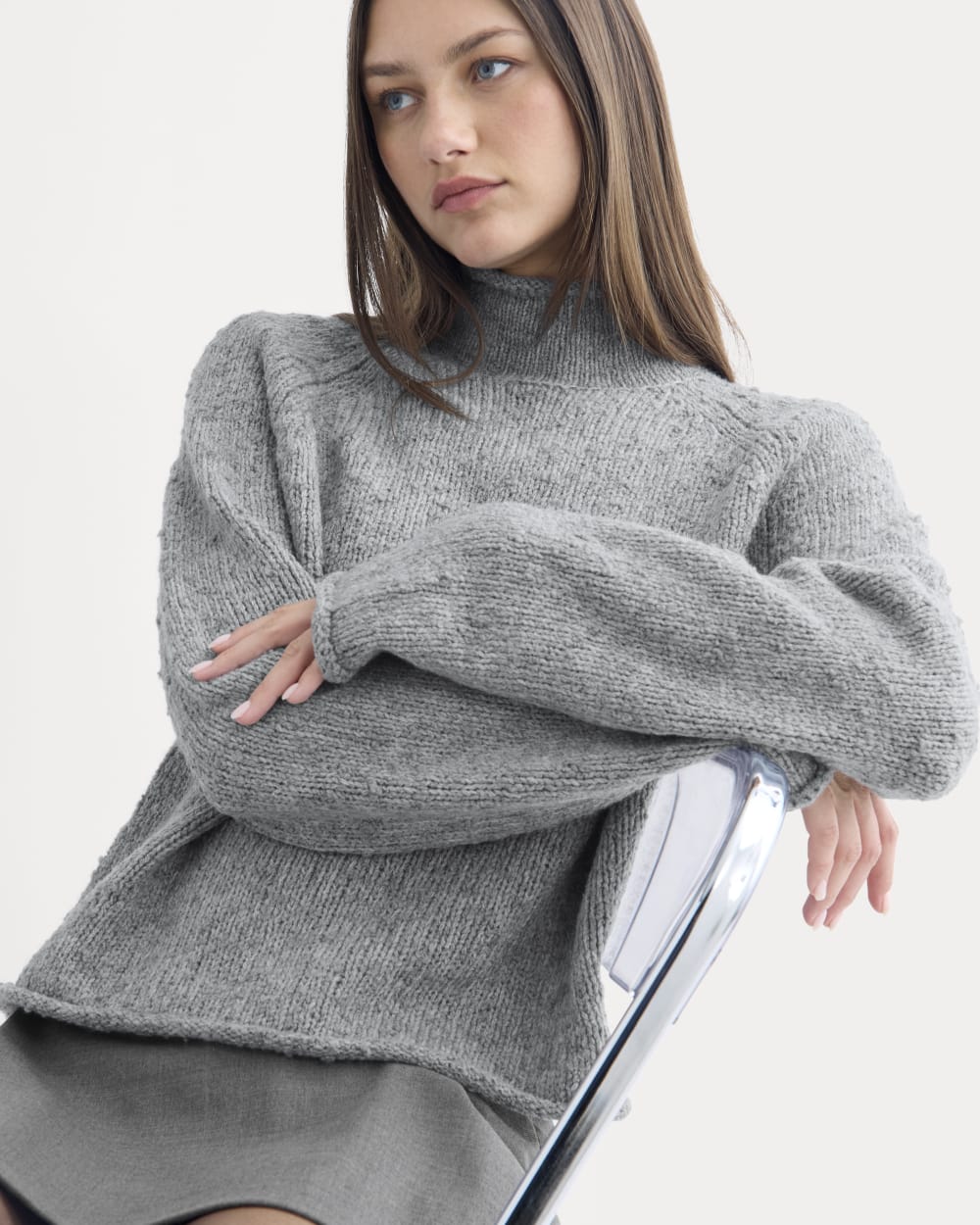 Rollneck Sweater | Heather Grey/Twist