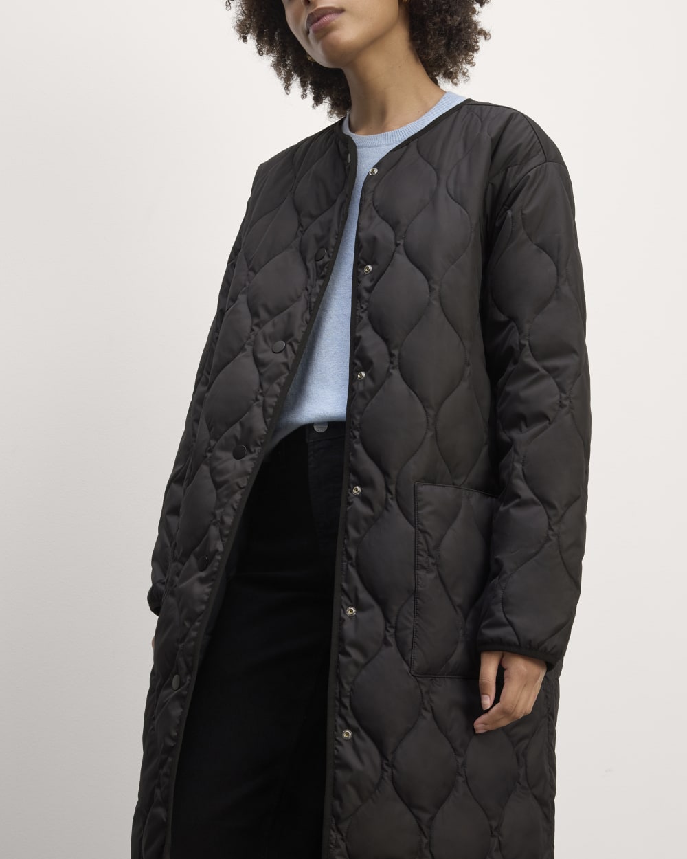 The Long Quilted Liner | Black