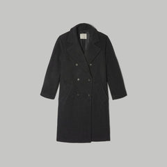 The Italian ReWool® Long Peacoat | Heathered Black