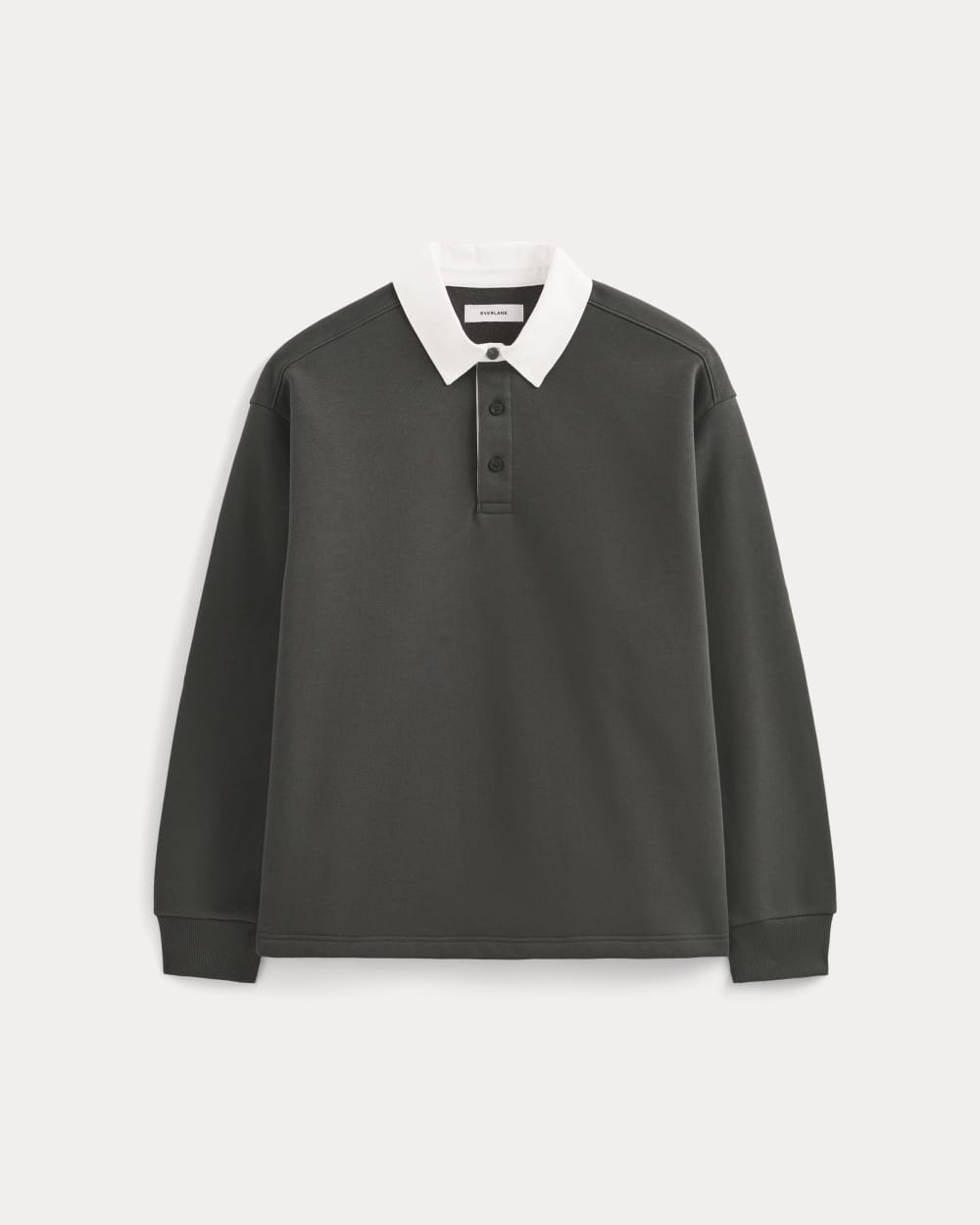 Luxe Fleece Rugby Polo | Washed Black