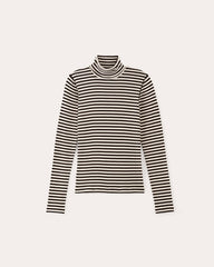 The Luxe Rib Turtleneck | Bone / Black