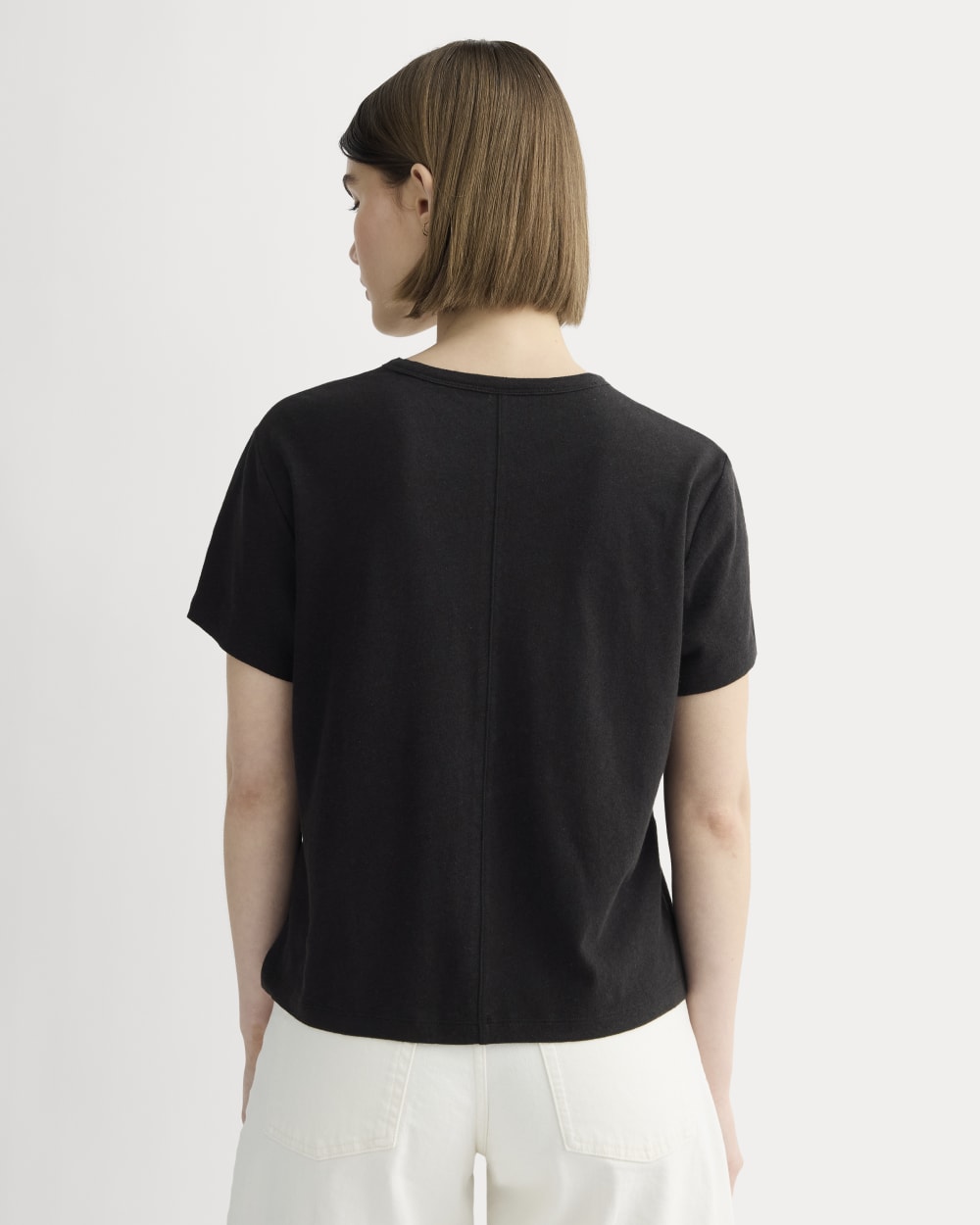The Box-Cut Tee in Cotton Linen | Black