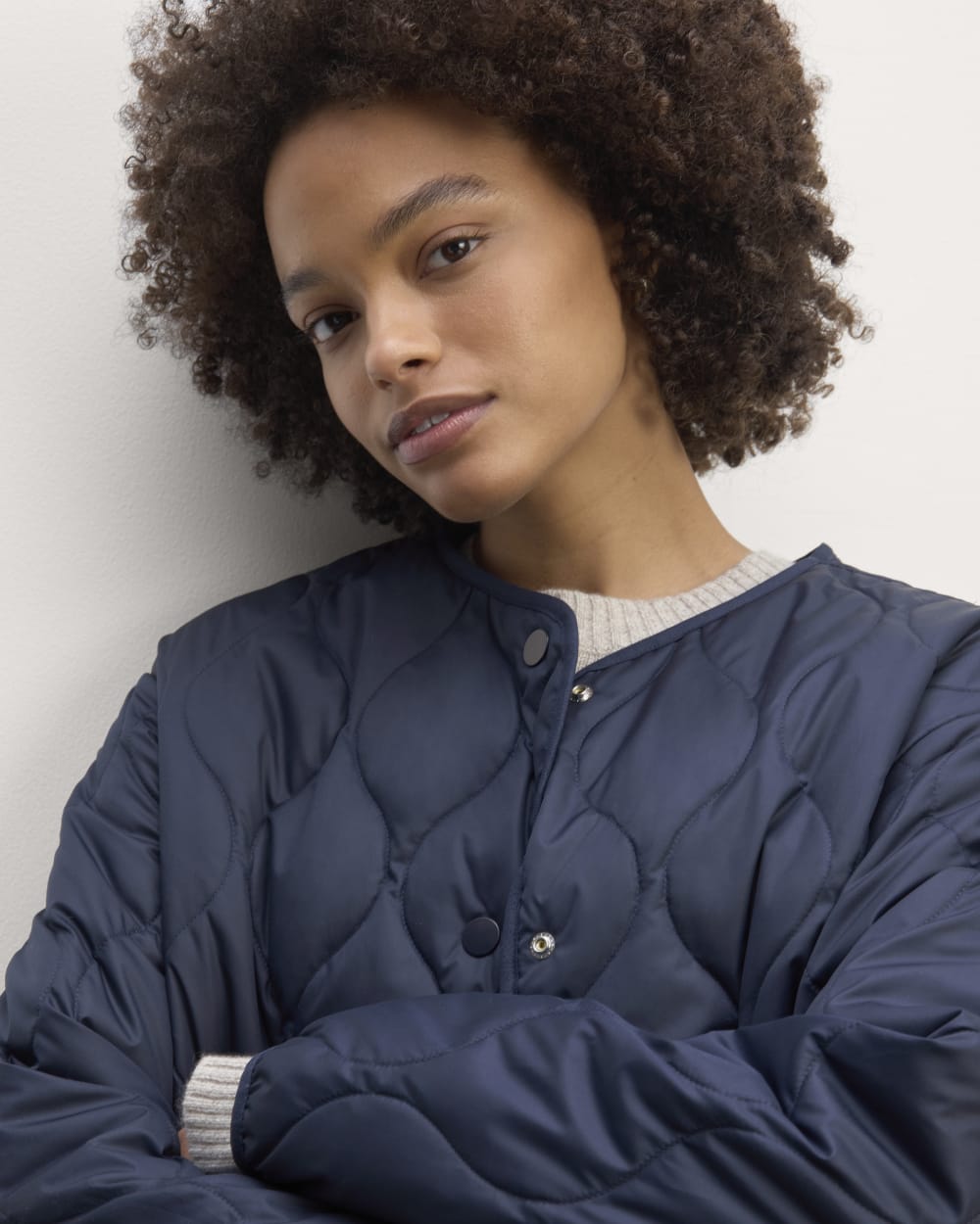 The Long Quilted Liner | Navy