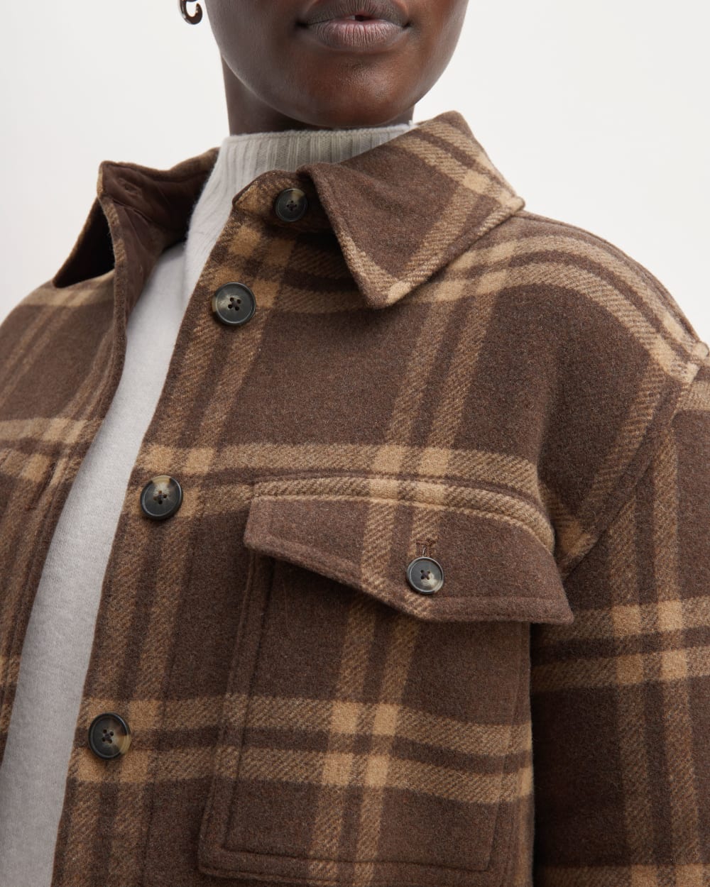 The Italian ReWool® Oversized Shirt Jacket | Brown / Camel