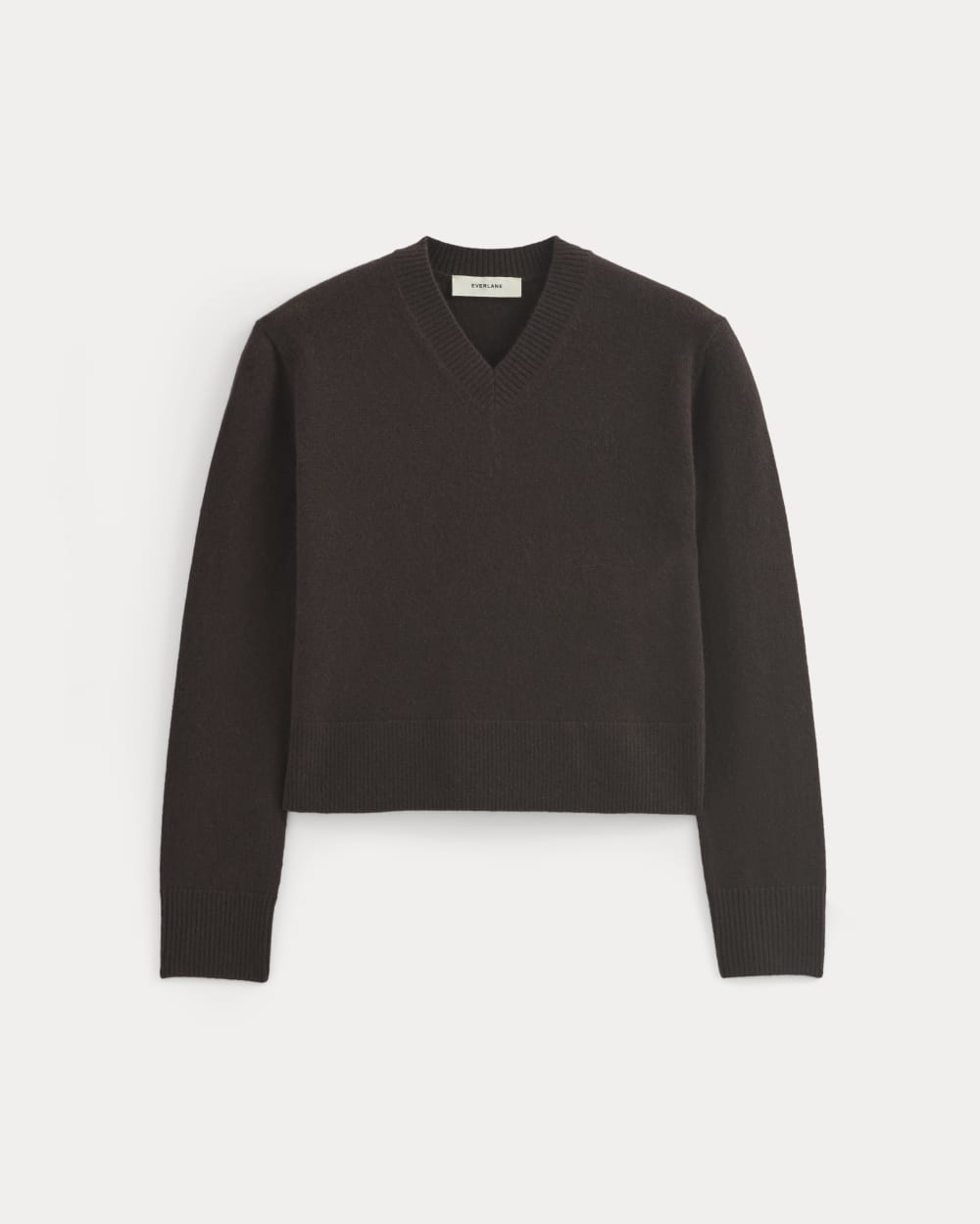 Cashmere Cropped High-V Sweater | Dark Chocolate