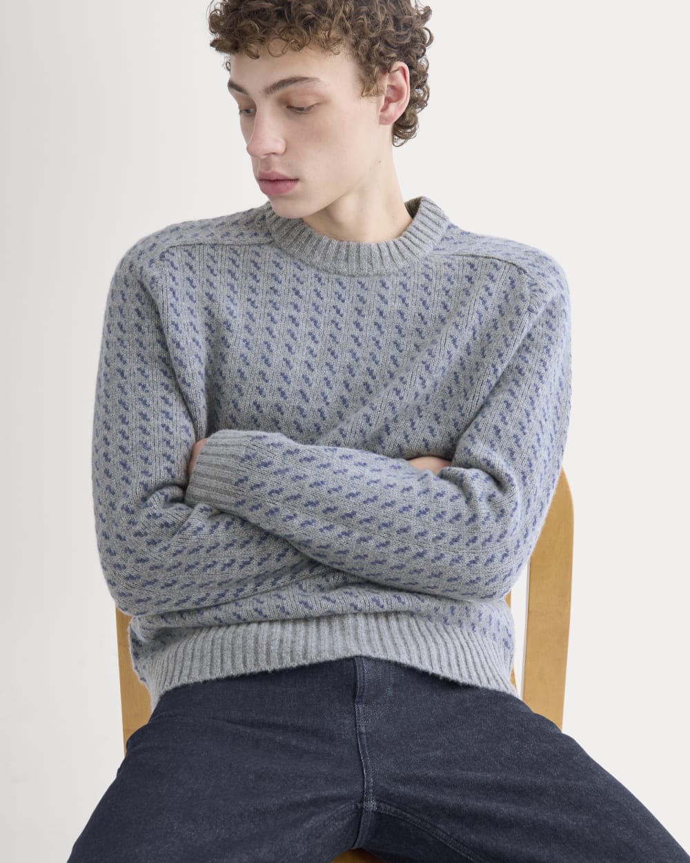 Wool Cashmere Nordic Crew | Vintage Heather Grey