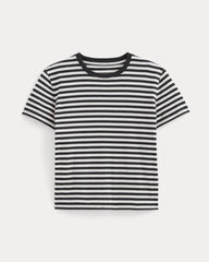 The Box-Cut Tee in Essential Cotton | Black / Bone | No Pocket