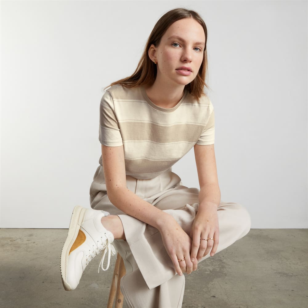 The Box-Cut Tee in Essential Cotton | Pale Khaki / Canvas Tan | No Pocket