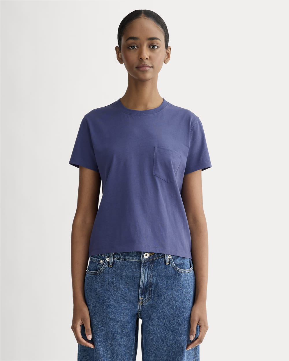 The Box-Cut Tee in Essential Cotton | Deep Cobalt | Pocket