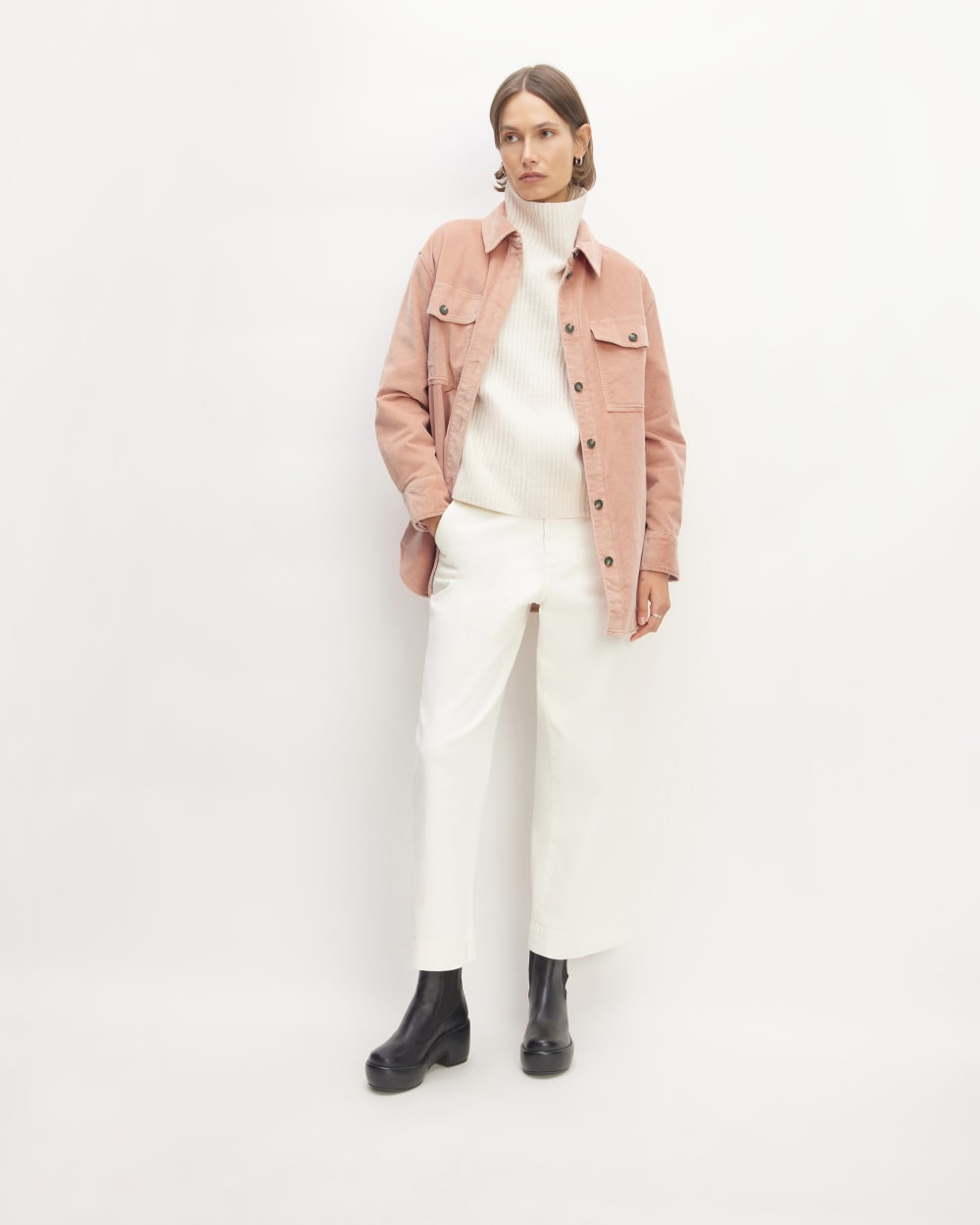 The Corduroy Oversized Shirt Jacket | Blush Pink