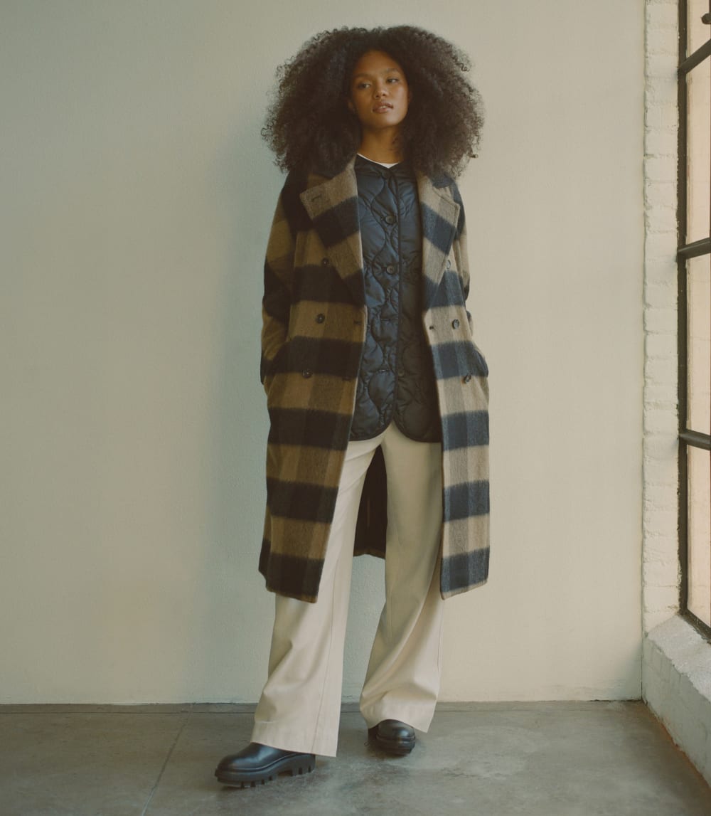 The Brushed Italian ReWool® Peacoat | Camel Buffalo Check