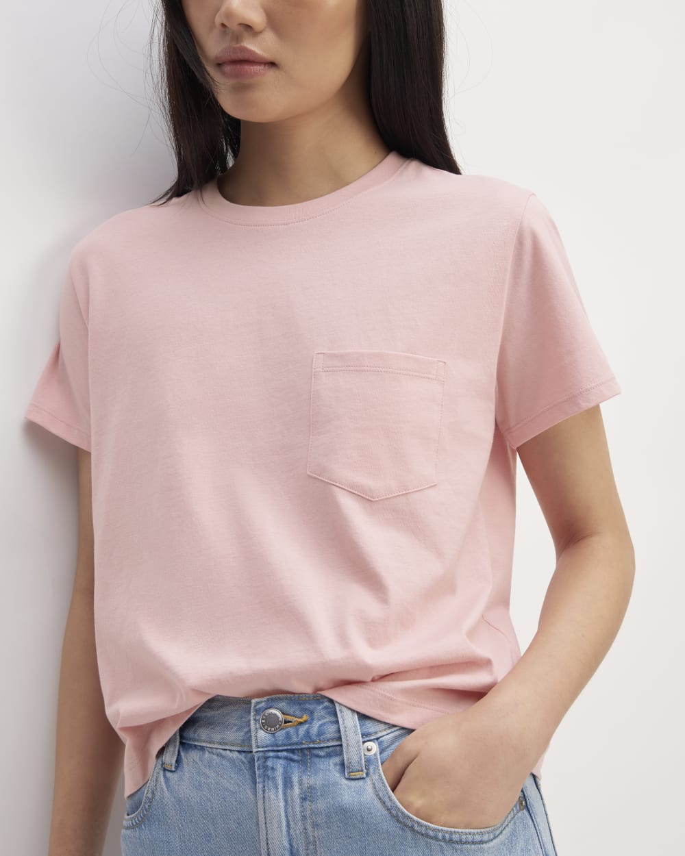 The Box-Cut Tee in Essential Cotton | Rose Pink | Pocket