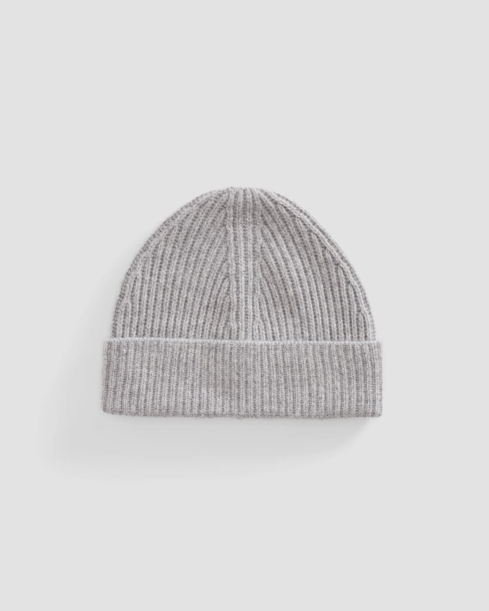 The Cashmere Fine Rib Beanie |  Heathered Grey