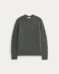Cable Knit Crew in Luxe Merino | Heathered Soot