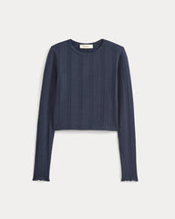 Lounge Rib Cropped Shirt | Navy