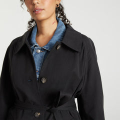 The Gathered Drape Trench | Black