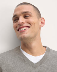 The Cashmere V-Neck Sweater | Light Heather Grey