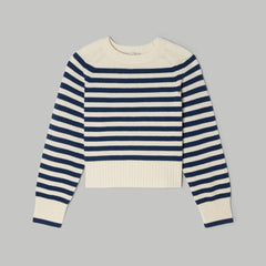 The Cashmere Boxy Crew | Bright Navy / Bone