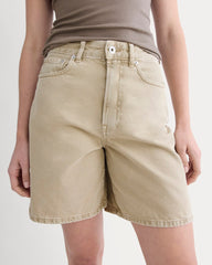 The Long A-Line Denim Short | Garment-Dyed Tan