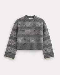 Nordic Cropped Boxy Crew in Luxe Merino | Heathered Mid Grey