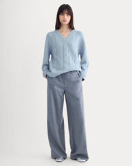 Cloud Cable V-Neck Sweater | Forever Blue