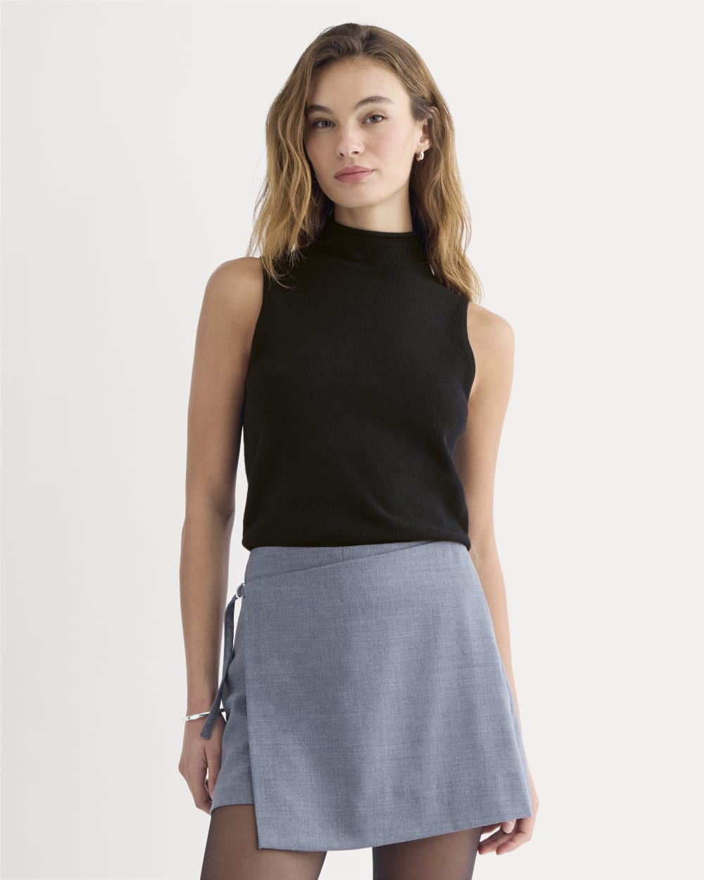 Cashmere Funnel-Neck Tank | Black