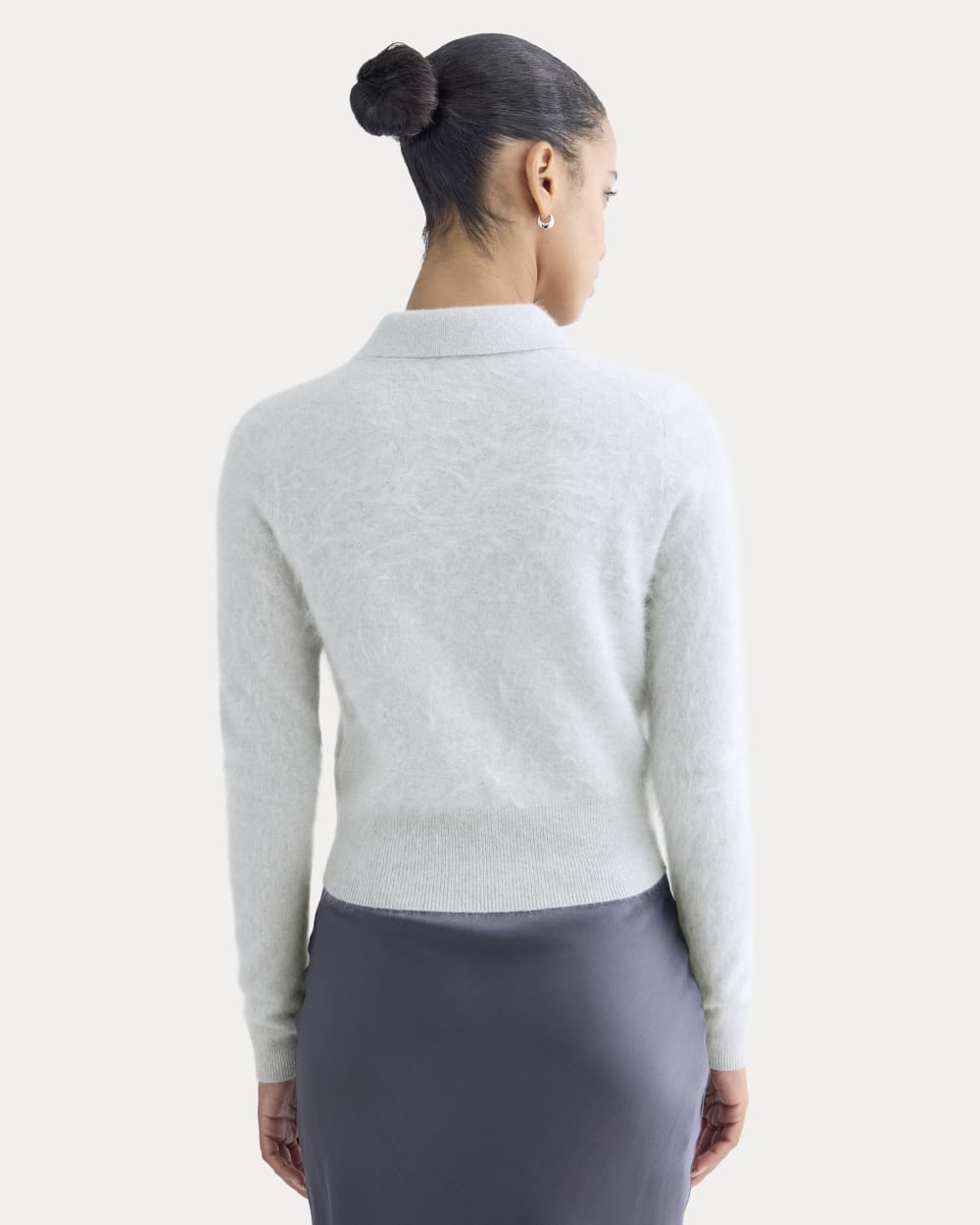 Lush Cashmere Cropped Polo Sweater | Sanderling Gray