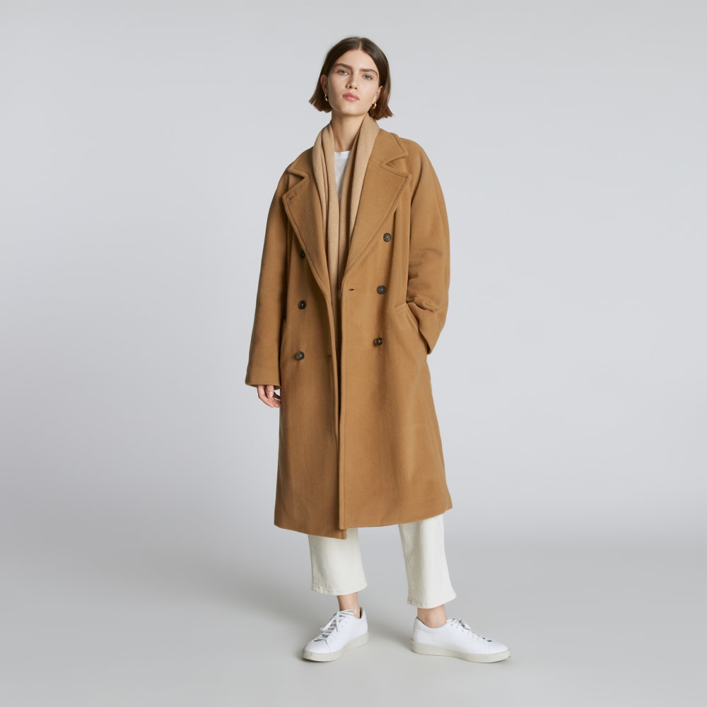 The Italian ReWool® Long Peacoat | Camel