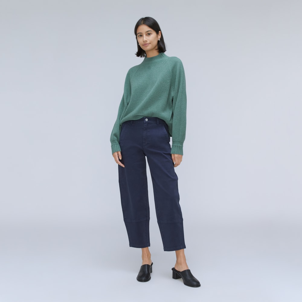 The Cashmere Ribbed Turtleneck | Heathered Dusty Aqua