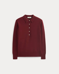 Oversized Polo Sweater in Cotton Merino | Deep Red