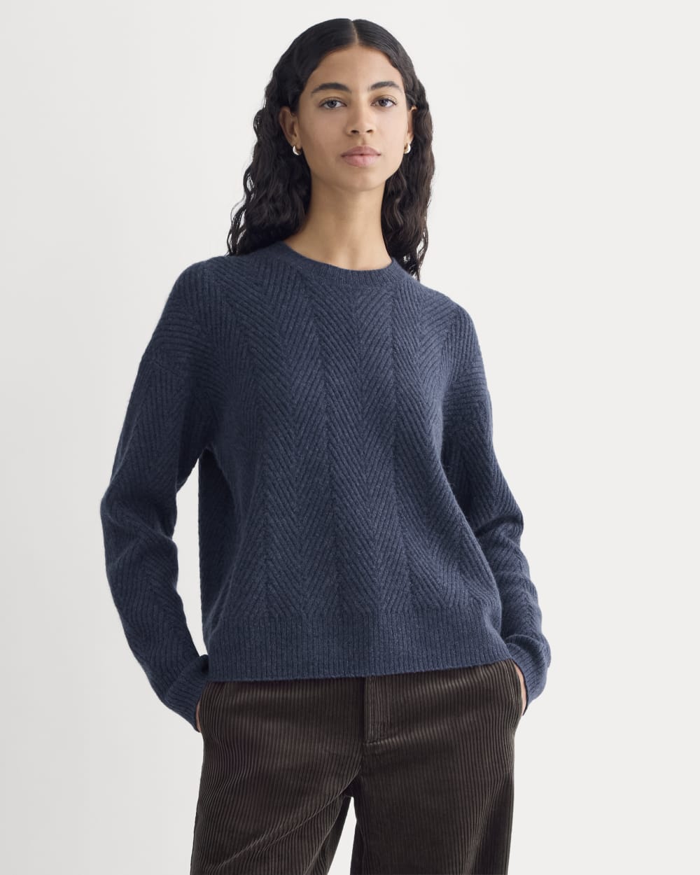 Cashmere Herringbone Sweater | Indigo